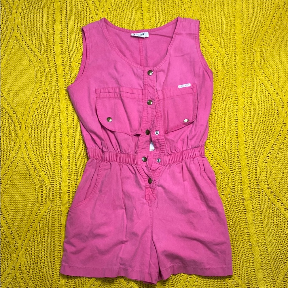 Vintage Pink Sleeveless Jumpsuit with Cinched Waist
